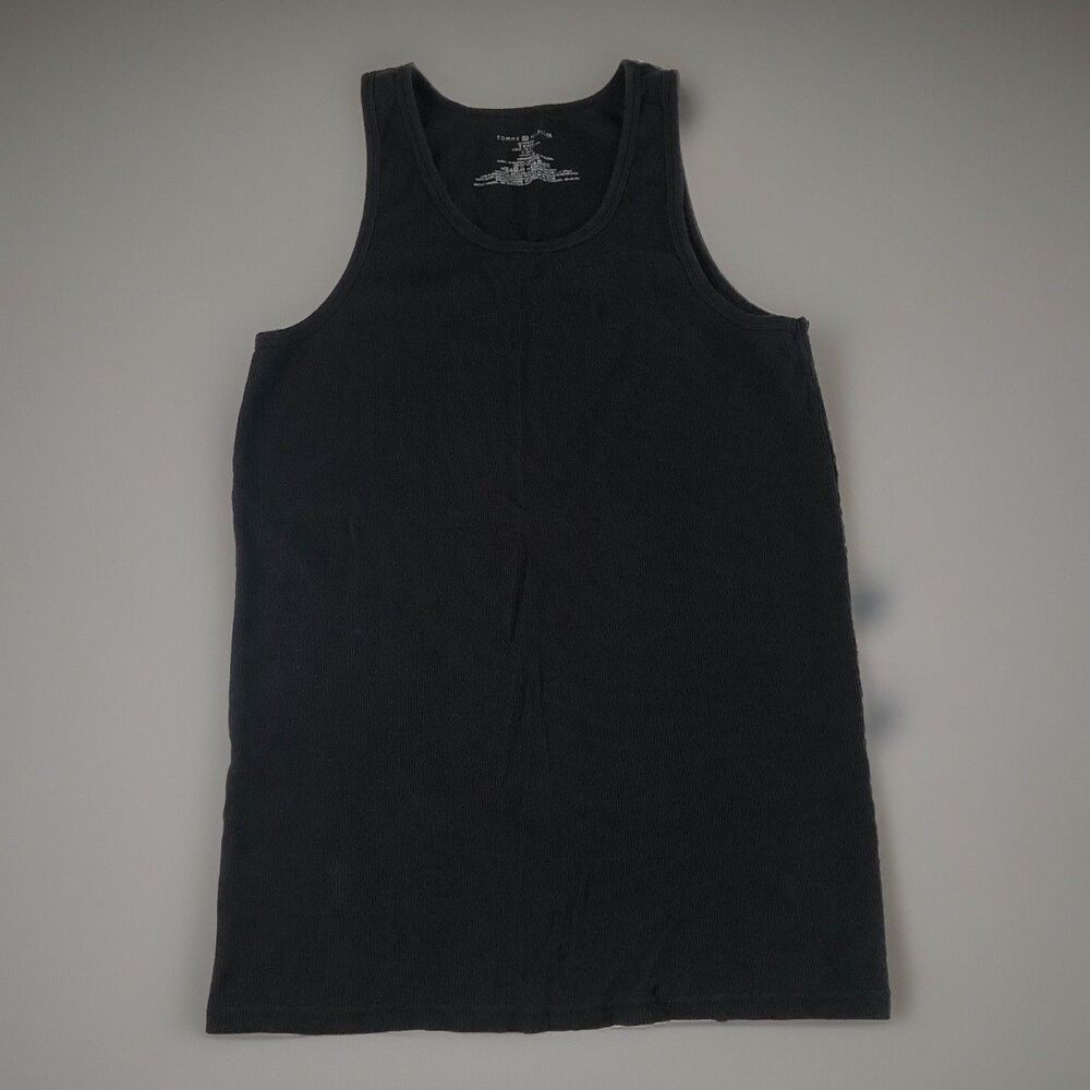 Tommy Hilfiger Mens Black Ribbed Tank Top Undershirt 100% Cotton XL